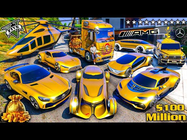 GTA 5 - Stealing  MERCEDES GOLDEN CARS with Franklin! | (GTA V Real Life Cars #145)