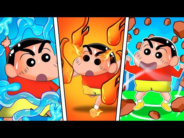 Shinchan Got Multiple Elemental Abilities  | Roblox Element Card Battle | Funny Game 