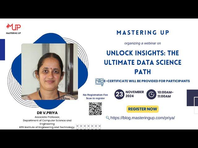 Unlock Insights: The ultimate Data science path | Dr V Priya | Mastering Up