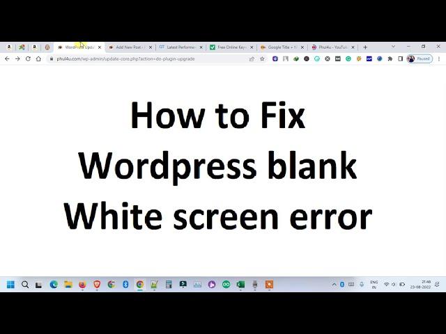 How to Fix WordPress blank white screen error mp4