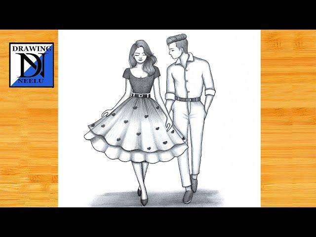 How to draw a cute couple -Pencil sketch || Drawing easy for beginner || Couple drawing || Drawing