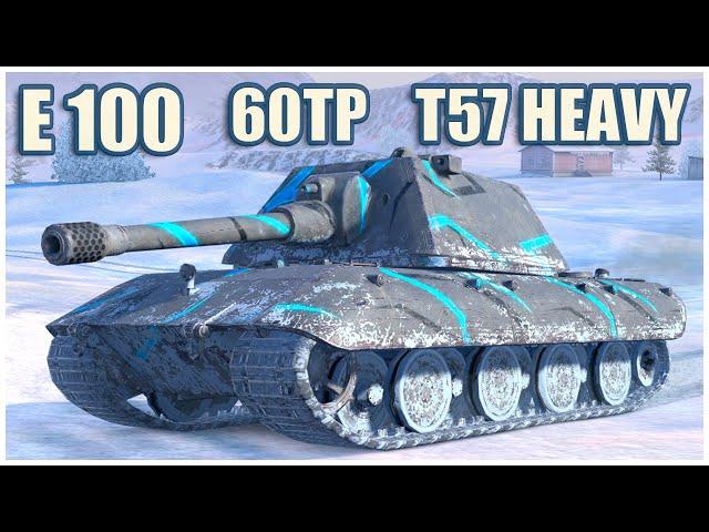 E 100, 60TP Lewandowskiego & T57 Heavy Tank • WoT Blitz Gameplay