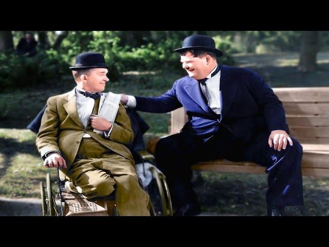 Laurel and Hardy - I Always had 2 legs! Remastered Colorized in HD! Funniest Scene.