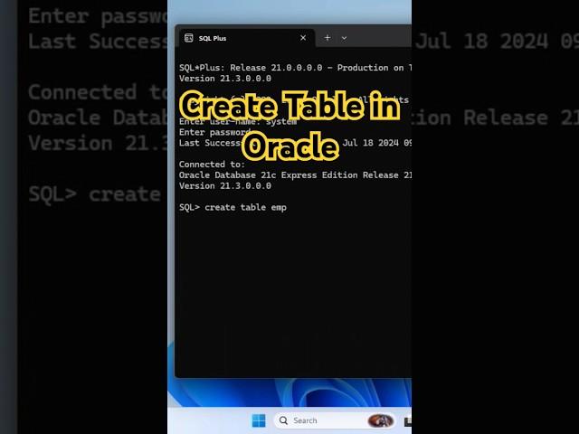 Create Table in Oracle #shortsfeed #viral #trending #oracle #sql #coding #database #youtubeshorts