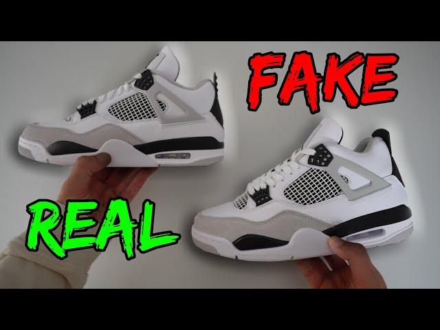 REAL VS FAKE!  NIKE AIR JORDAN 4 MILITARY BLACK SNEAKER COMPARISON!