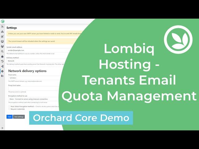 Lombiq Hosting - Tenants Email Quota Management - Orchard Core Demo
