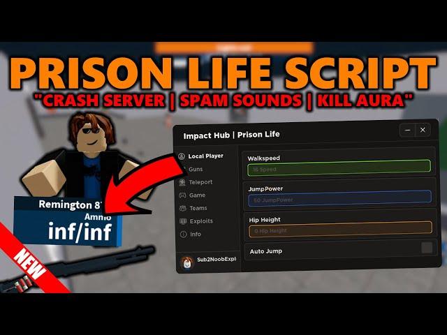 [FE] Prison Life Script | Spam Sounds | Crash Server | Kill Aura (Impact Hub - Roblox)