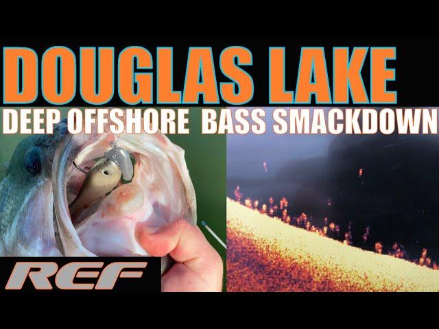 DOUGLAS LAKE: Summer Fishing HUGE Schools of Deep Largemouth Bass