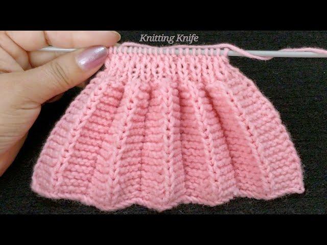 फ्राक/स्कर्ट के लिए फैन फोल्ड बुनाई, Fan Fold Pleats Knitting Pattern for Beginners