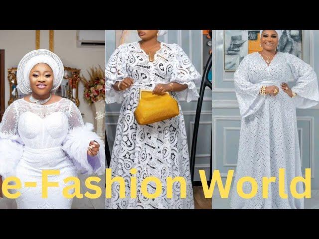 Nigerian Fashion Styles 2024 | Stunningly Sparkling White Cord Lace Dress Styles For Beautiful Women