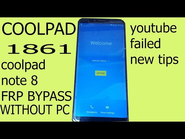 COOLPAD NOTE 8 FRP BYPASS WITHOUT PC