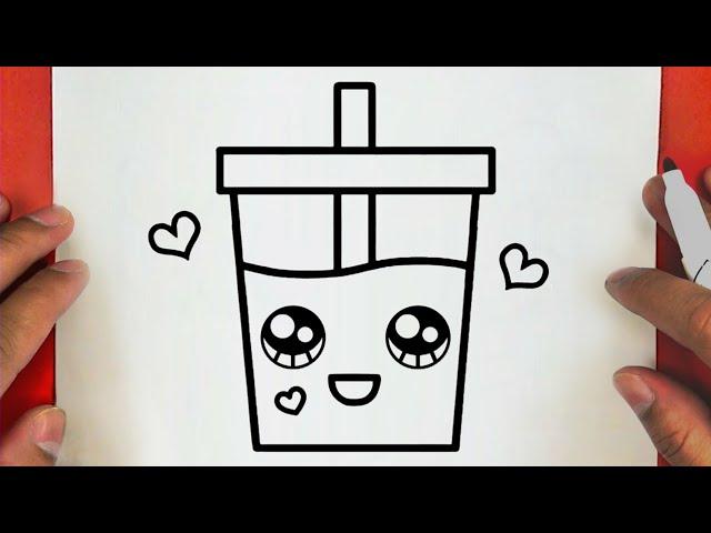 كيف ترسم كوب عصير كيوت وسهل خطوة بخطوة / رسم سهل / تعليم الرسم للمبتدئين || Cute Juice Cup Drawing