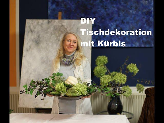 #diezürcherin #diy Tischdekoration mit Kürbis #floristik #floraldesign #dekoration #deutsch