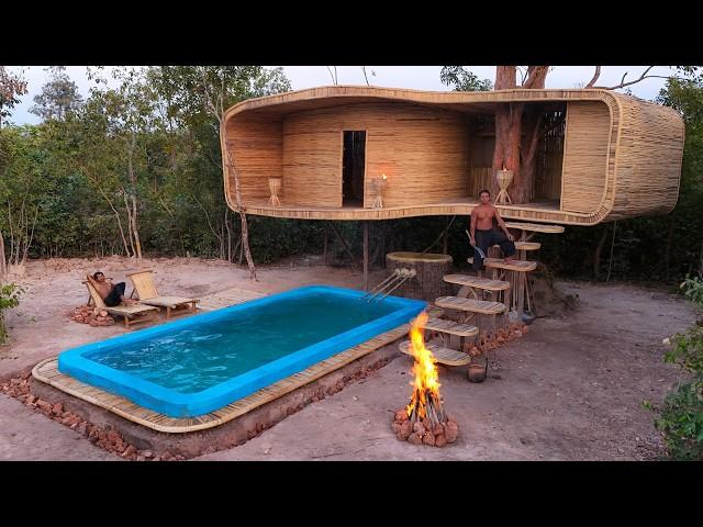 We Spent 189Day Build Modern Tree House With Swimming pools, Living Room