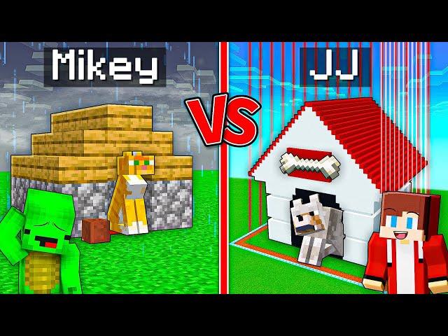 JJ Trolled Mikey in CAT vs DOG SAFEST HOUSE Build Challenge in Building Battle Minecraft - Maizen