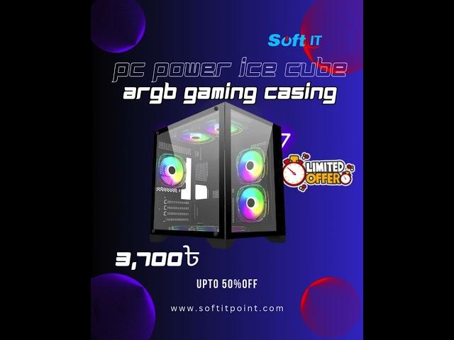  PC Power Ice Cube 2024 BK mATX ARGB Gaming Casing – Best Deal!  #softitpoint