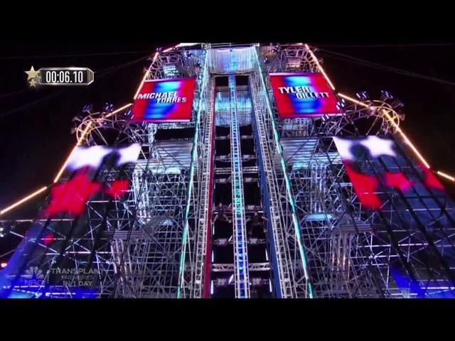 Michael Torres and Tyler Gillett on the Giant Spider Climb - American Ninja Warrior All Stars 2020