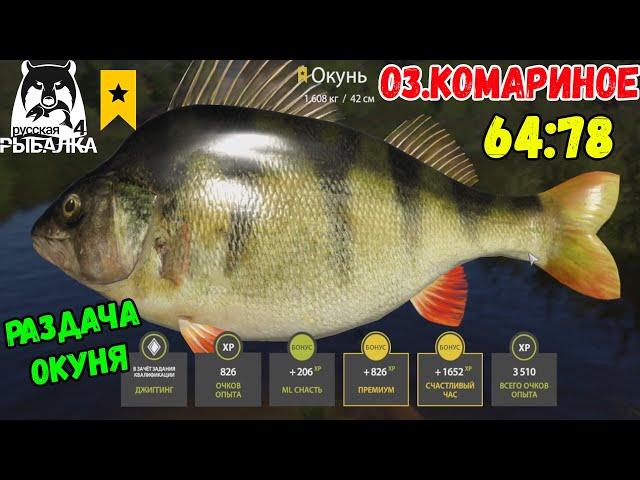 БЕШЕННАЯ РАЗДАЧА ТРОФЕЙНЫХ ОКУНЕЙ НА КОМАРИНОМ В РУССКОЙ РЫБАЛКЕ 4 РР4