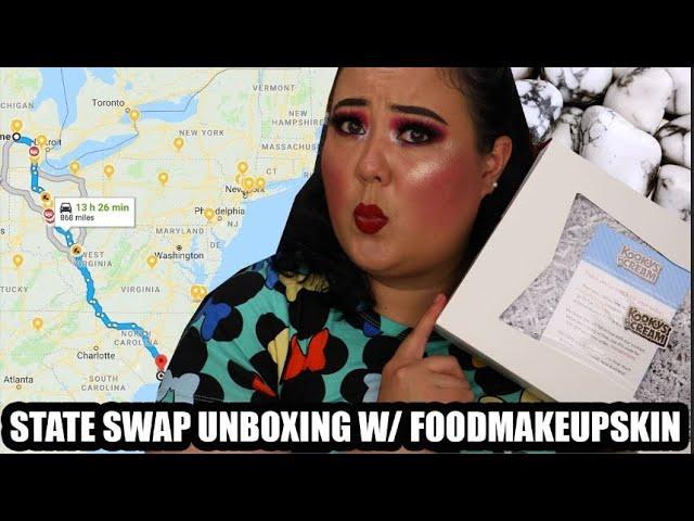 STATE SWAP UNBOXING || Michigan to North Carolina || Collab w/ FoodMakeupSkin