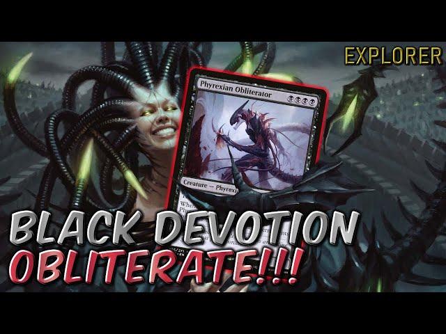 Mono Black Devotion - Phyrexian Obliterator is here! | Explorer BO3 Ranked | MTG Arena