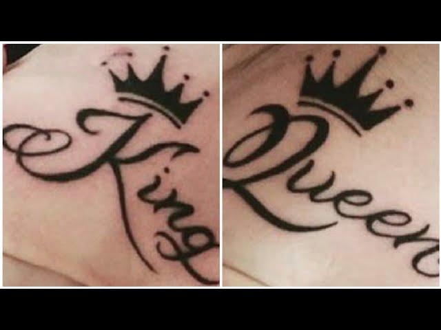 how to make king and queen tattoo with henna or mehndi || easy tiara and crown tattoos for couples