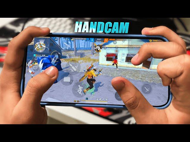 1 VS 5  HANDCAM  IPHONE 14 PRO MAX  SETTINGS ️ HUD + SENSI + DPI [FREE FIRE HIGHLIGHTS] 