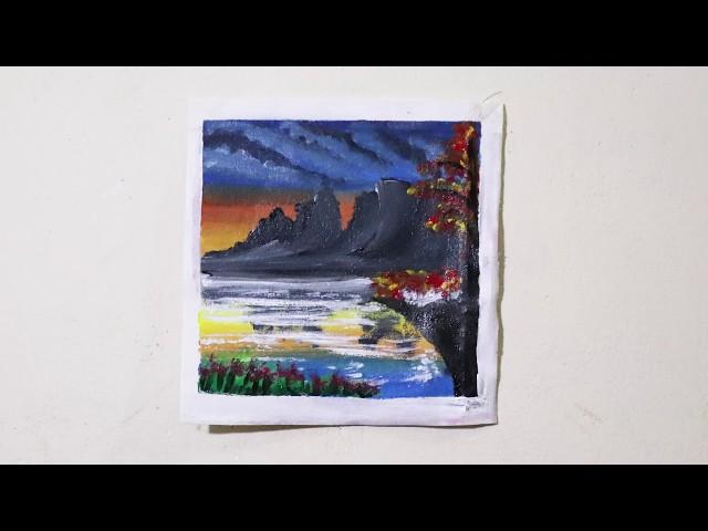 Mountain lake scenery painting | Acrylic painting | Tuba Arts