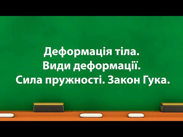Деформація тіла  Види деформації  Сила пружності  Закон Гука (7 клас)