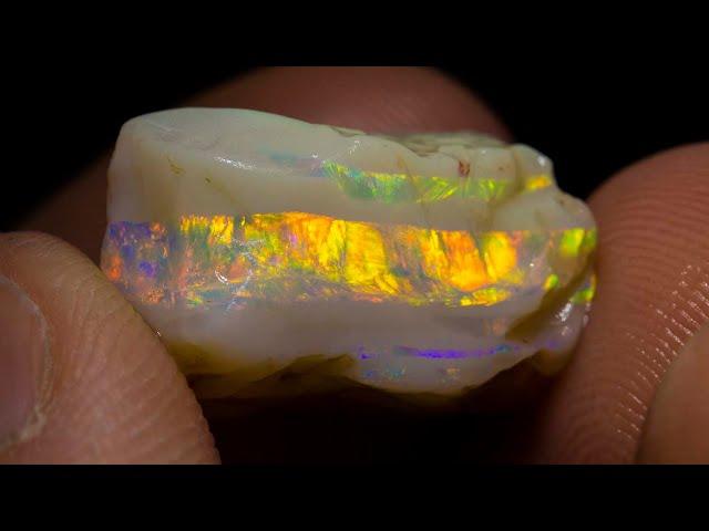 I cut this rough white opal into a dazzling gem