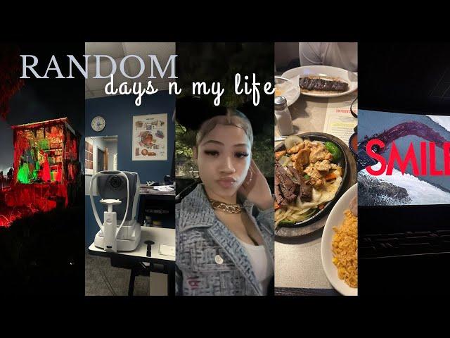 random vlog: eye appt, 2000s party, fright fest, movies, eating out, car shop, etc!