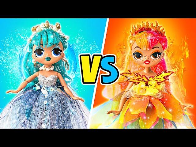 Wasser vs. Feuer: Element-Puppen und wie sie wachsen || 30 FUN DIYs 