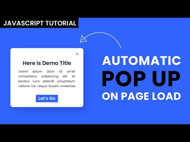 Show Popup Automatically After Page Load Using Javascript