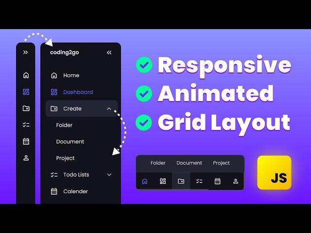 Build a Responsive Sidebar Menu with Animated Dropdowns | HTML CSS JavaScript Project