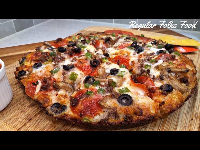 Super Easy Cast Iron Skillet Old School Pizza Hut Style Supreme Pizza