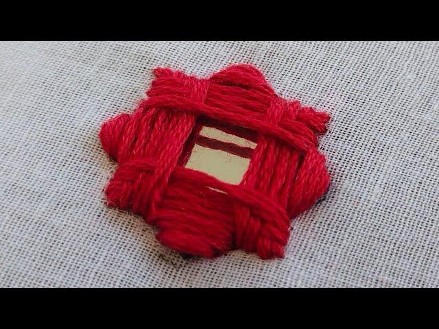 Beautiful square mirror work design Hand embroidery mirror work tutorial.