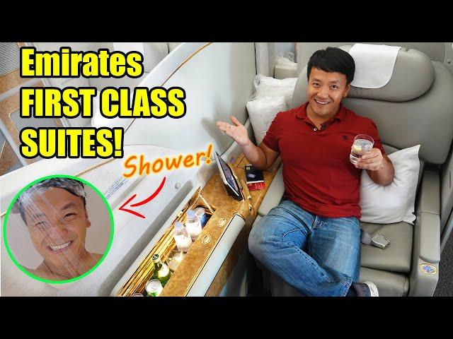 Emirates FIRST CLASS Suites! SHOWER & FOOD REVIEW!