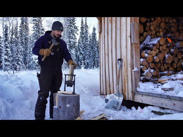 Firewood Burn Times + Testing Kindling Splitting Tools | Cabin Wood Stove Cooking