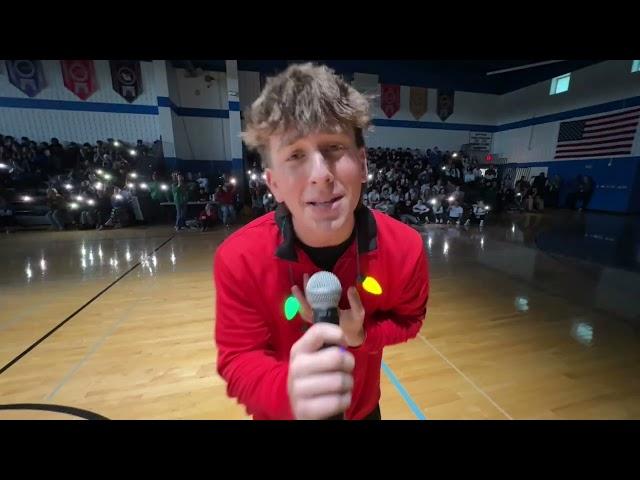 Anthony Gogolski sings at Pep Rally Dec 2024