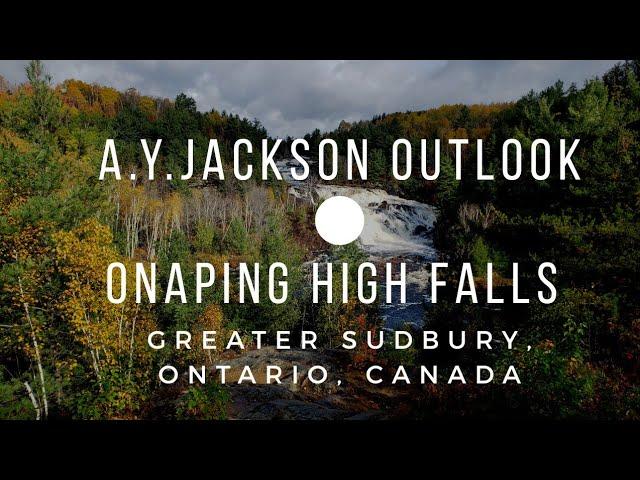 Onaping High Falls at A.Y.Jackson Outlook. Falls view from the trail to the Bridge.