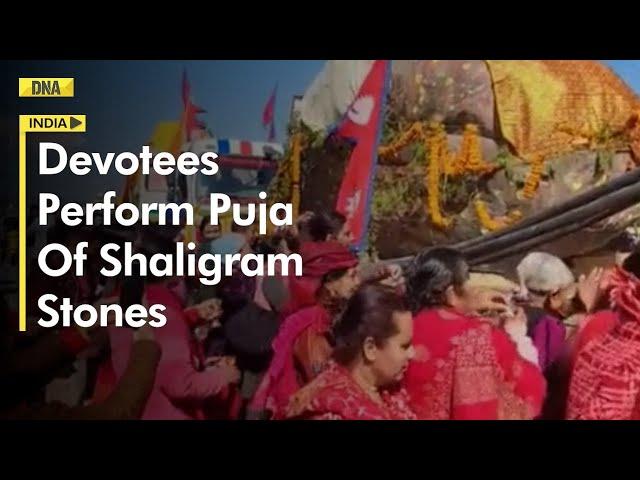 From Nepal waterfall to Ayodhya: Devotees perform puja of Shaligram stones