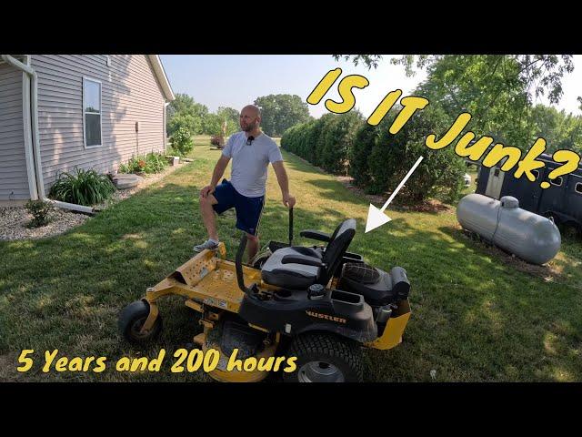 5 years and 200 hours on the Hustler raptor SD Zero Turn lawn mower