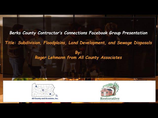 Subdivision, flood planes, land development, and sewage disposals with Roger Lehman