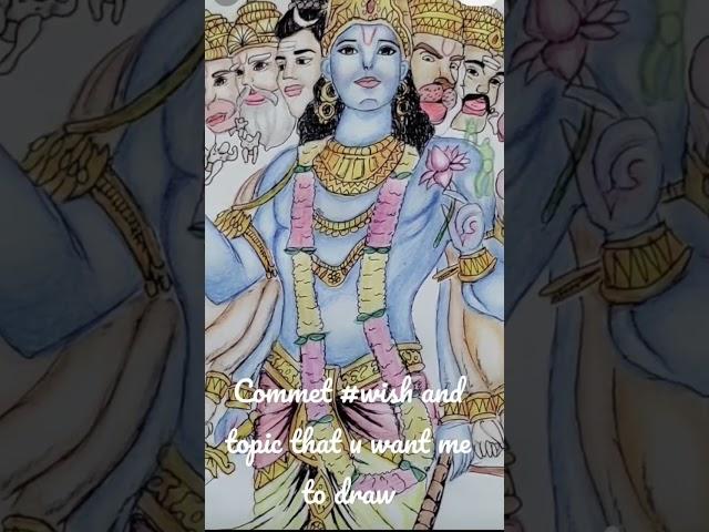 Drawing Lord Vishnu ||Shri krishna virat roop||#drawing #lordvishnu #art #colorpencil