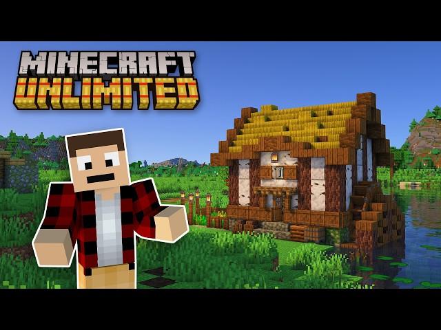 Making a WATER WHEEL Starter House with Create in Minecraft: Unlimited