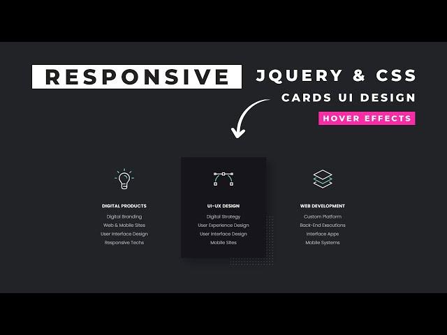 jQuery & CSS Responsive Card UI Design & Hover Effects | Html5 CSS3 | DesignTorch