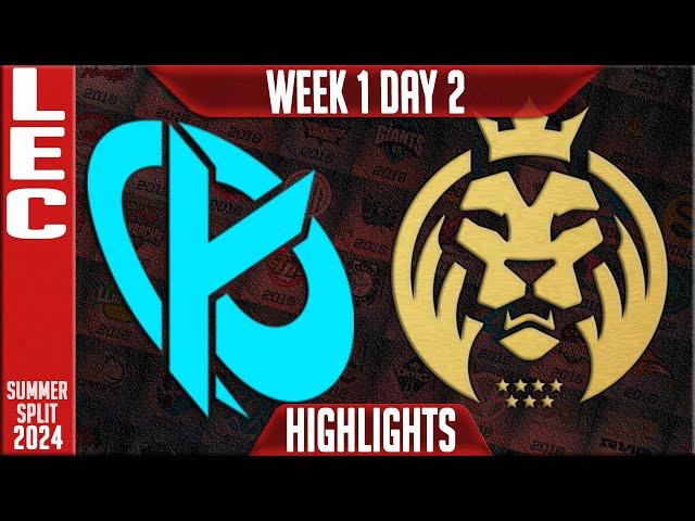 KC vs MDK Highlights | LEC W1D2 Summer 2024 | Karmine Corp vs MAD Lions KOI Week 1 Day 2