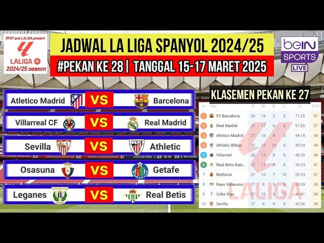 Jadwal Liga Spanyol 2024 Pekan 28~Atletico vs Barcelona~Klasemen La Liga 2024-2025 Terbaru~Live