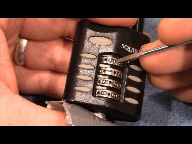 (picking 275) Decoding a SQUIRE 4 wheel combination padlock - thanks to 'Lock Noob' for it