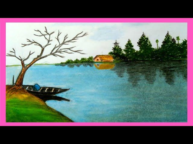 landscape drawing with beautiful nature || easy drawing scenery