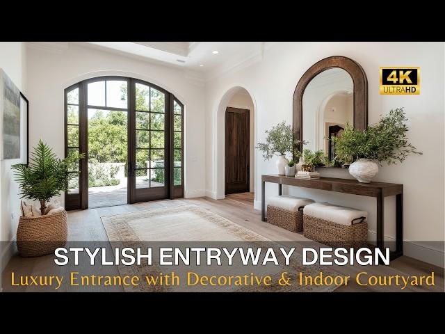 Stylish Entryway Design: Luxurious Entrance with Decorative Elements & Indoor Courtyard Inspiration